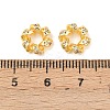 Twisted Brass Micro Pave Clear Cubic Zirconia European Beads KK-C142-02G-3