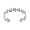 Non-Tarnish 304 Stainless Steel Flower Open Cuff Bangles for Women BJEW-M316-01P-3
