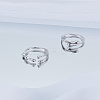 2Pcs 2 Styles Brass Irregular Geometry Cuff Rings for Women RJEW-LP0002-56-3