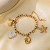 304 Stainless Steel & Natural Shell Charm Bracelets WGD3A98-01-1