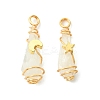 2Pcs Electroplated Natural Quartz Crystal Dyed Copper Wire Wrapped Pendants PALLOY-JF03163-01-1
