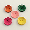 2-Hole Dyed Wooden Buttons BUTT-R031-038-1