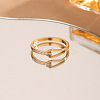 304 Stainless Steel Micro Pave Clear Cubic Zirconia Finger Rings FS-WG74BF6-05-3