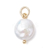 Natural Baroque Keshi Pearl Flat Round Charms with Brass and 304 Stainless Steel Findings PALLOY-JF04915-3