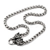 304 Stainless Steel Double Wolf Head Pendant Box Chain Necklaces NJEW-C099-01-4