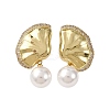 Brass Micro Pave Clear Cubic Zirconia Leaf Stud Earrings EJEW-H165-03A-G-4