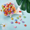 100Pcs 2 Style Frosted Acrylic Beads FACR-BT0001-01-4