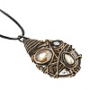 Alloy Glass Pendant Black Waxed Cord Necklaces for Women FS-WG2748D-02-3