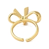 Bowknot Brass Finger Open Cuff Rings for Women RJEW-A048-28G-3