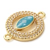 Rack Plating Brass Micro Pave Clear Cubic Zirconia Ring with Horse Eye Connector Charms KK-K385-98G-01-2