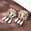 304 Stainless Steel Evil Eye with Teardrop Dangle Stud Earrings EJEW-A138-07G-3