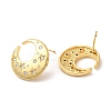 Rack Plating Brass Moon with Star Stud Earrings with Cubic Zirconia EJEW-D061-51G-2