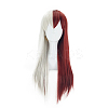 Long Half Silver White Half Red Kawaii Cosplay Wigs with Bangs OHAR-I015-06-3