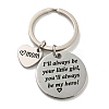 1Pc Mother's Day Gift 201 Stainless Steel Flat Round/Rhombus/Rectangle with Word Keychains KEYC-FS0001-10-1