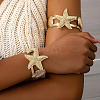 2Pcs 2 Styles  Starfish Alloy Arm Cuff Bangles for Girl Women BJEW-CY0001-05G-5