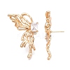 Brass Pave Clear Cubic Zirconia Butterfly Stud Earring Findings KK-N232-450G-3