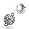 Brass Micro Pave Cubic Zirconia Magnetic Clasps with Loops ZIRC-E120-05-14mm-NR-2