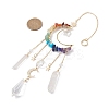 Natural & Synthetic Mixed Stone Wire Wrapped Moon Hanging Ornaments HJEW-JM01615-3