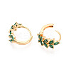 Brass Micro Pave Cubic Zirconia Leaf Hoop Earrings EJEW-T048-41C-G-3