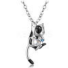 Stainless Steel Rhinestone Cow Cat Urn Ashes Pendant Necklace for Women PW-WG86E74-03-1