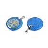 Synthetic Turquoise Flat Round Pendants G-Q188-01P-04-2