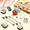 6Pcs 6 Styles Iron Bar Beadable Keychain for Jewelry Making DIY Crafts IFIN-CJ0002-37-6