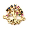 Brass Pave Colorful Cubic Zirconia Tree of Life Connector Charms KK-I360-032G-1