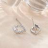 Brass Glass Stud Earrings EJEW-Q014-22P-5