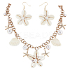 Handmade Reed Cane/Rattan Woven Dangle Earrings & Iron Rolo Chain Bracelets Jewelry Sets SJEW-WR0001-01-1
