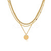 3Pcs Brass Disc Pendant 3 Layer Necklaces for Women FS-WG7502D-04-3