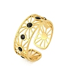 Hollow Out 304 Stainless Steel Enamel Cuff Rings for Women RJEW-G338-11G-4