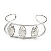 Non-Tarnish 304 Stainless Steel Wide Hollow Textured Horse Eye Opaen Cuff Bangles BJEW-Q348-06P-02-2