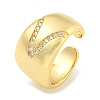 Brass Micro Pave Clear Cubic Zirconia Open Cuff Ring for Women RJEW-M173-13A-G-1