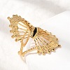 Hollow Fan 304 Stainless Steel Open Cuff Rings for Women RJEW-A091-01G-2