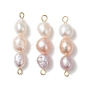 Natural Cultured Freshwater Pearl Potato Beaded Connector Charms PALLOY-JF04986-1