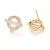 Brass Micro Pave Cubic Zirconia Stud Earring Findings KK-N272-03G-2