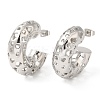 Brass Grooved Round Stud Earrings EJEW-K248-06P-1