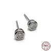 Rhodium Plated 925 Sterling Silver Column Stud Earrings EJEW-K265-02P-1