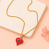 5Pcs 5 Colors Alloy Heart with Evil Eye Pendant Necklace for Women NJEW-HY0001-24-4