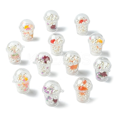 12Pcs Milk Tea Cup Theme Opaque Acrylic Pendants OACR-CJ0002-30-1