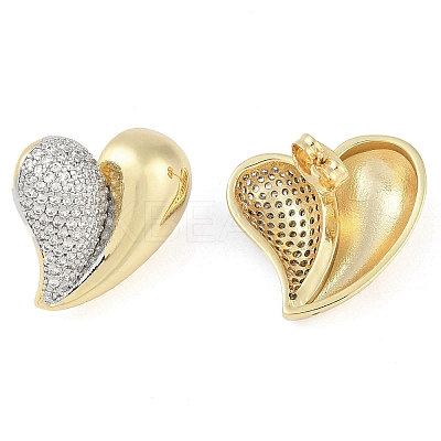 Heart Clear Cubic Zirconia Studs Earrings EJEW-Q387-01G-1