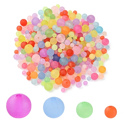 80G 4 Styles Transparent Acrylic Ball Beads FACR-FS0001-02-1