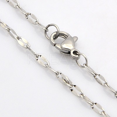 Tarnish Resistant 304 Stainless Steel Dapped Cable Chain Necklaces for Men STAS-O050-04P-1