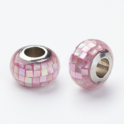 304 Stainless Steel Resin European Beads RPDL-P002-A04-1