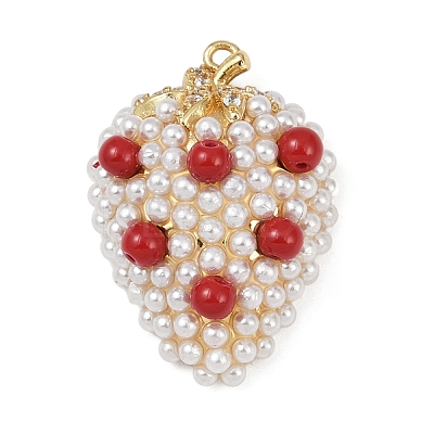 Brass Micro Pave Clear Cubic Zirconia Pendants KK-R224-01A-G-1