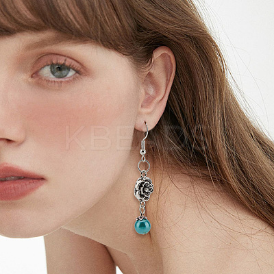 Glass Pearl & ABS Plastic Imitation Pearl Round Pendants and Tibetan Style Findings FIND-PH0008-86-1