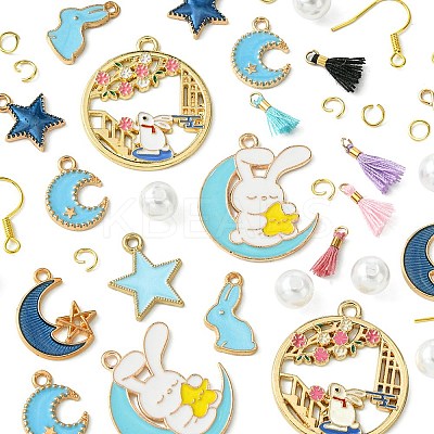DIY Alloy Enamel & Acrylic & Polycotton Tassel Dangle Earrings Making Kits DIY-FS0001-21B-1