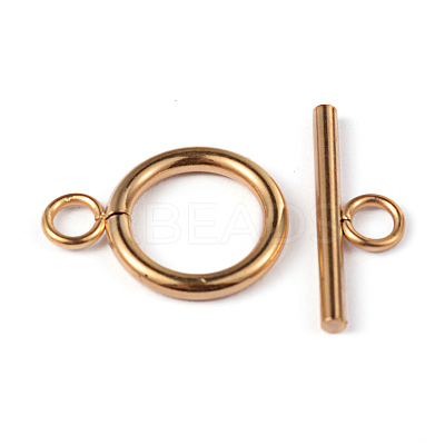 Ion Plating(IP) 304 Stainless Steel Ring Toggle Clasps X-STAS-L176-12G-1
