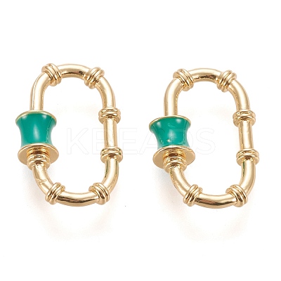 Brass Enamel Screw Carabiner Lock Charms KK-L006-002G-1
