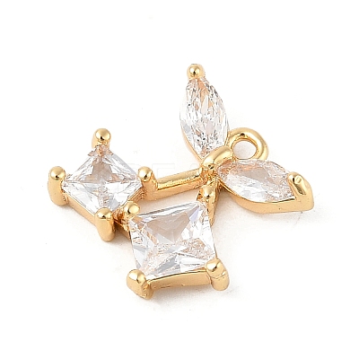 Brass Micro Pave Clear Cubic Zirconia Pendants KK-R219-32A-G-1